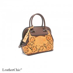 Leather Hand Carved Large Size Handbag  HB 802